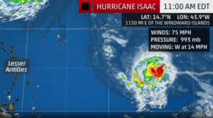 Hurricane Isaac that is moving its way to the eastern Caribbean islands