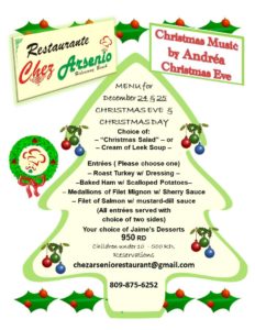 Christmas Dinner with Live Music at Chez Arsenio Restaurant Cabarete