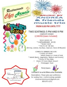 New Year's Eve Dinner at Chez Arsenio Restaurant Cabarete