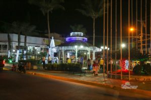 Christmas lights lit up at the Flag square in Sosua