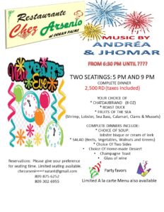 New Year's Eve at Chez Arsenio with live music