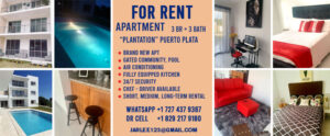 New 3BR Apartment for Rent in Puerto Plata Gated Community